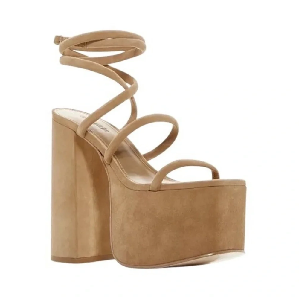 Cult Gaia Hyte Suede Platform Sandals Camel US 9 EU‎ 39